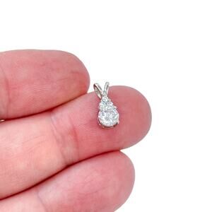 Estate Sterling Silver 925 Cubic Zirconia Teardrop Pendant